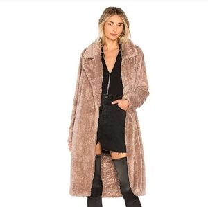 Lovers + Friends Plush Teddy Jacket in Brown